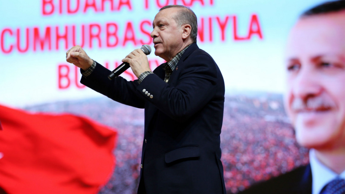 Erdogan TURKISH PRESIDENCY/MURAT CETINMUHURDAR / HANDOUT