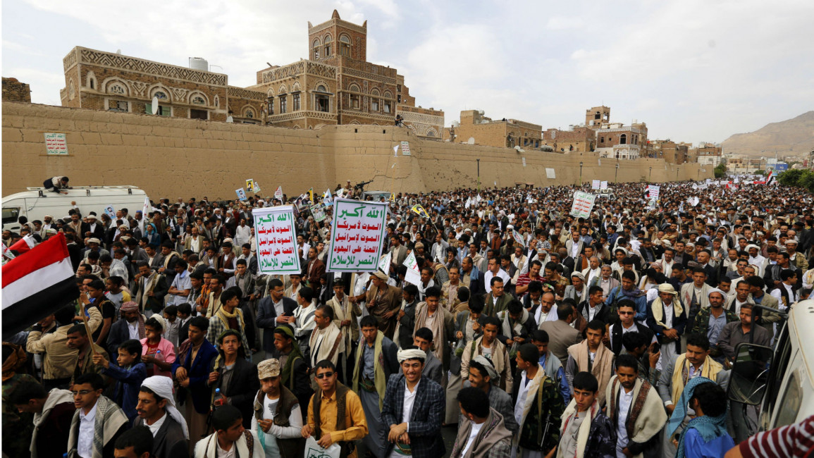 yemen houthi supporters sanaa anadolu