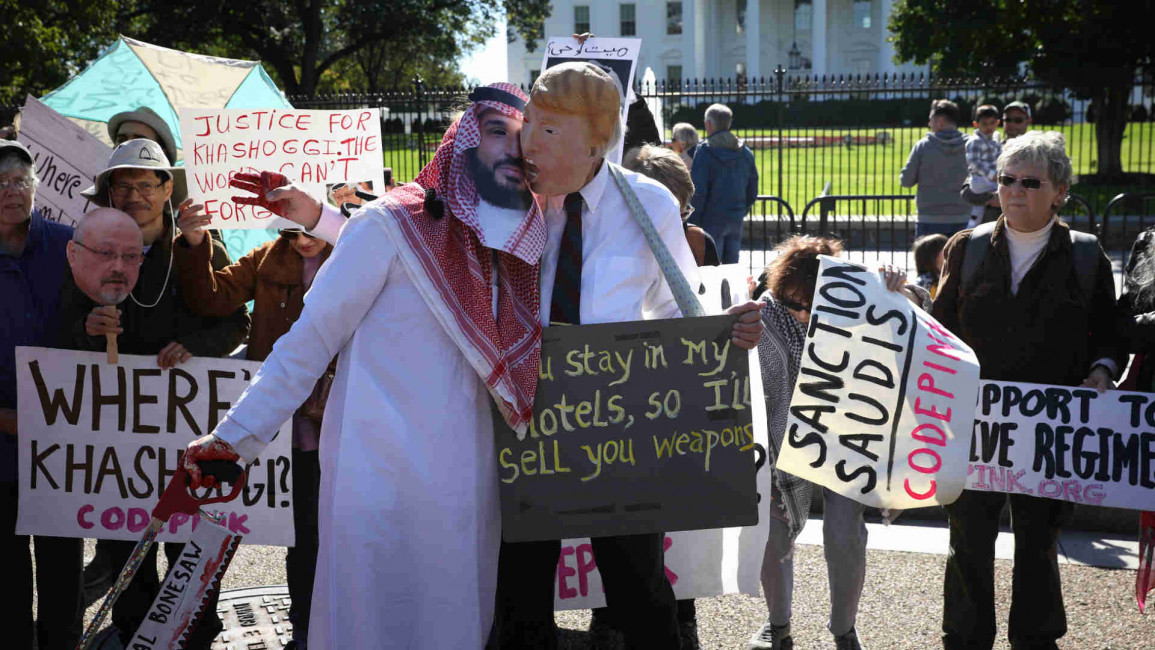 Trump mbs khashoggi protest - getty